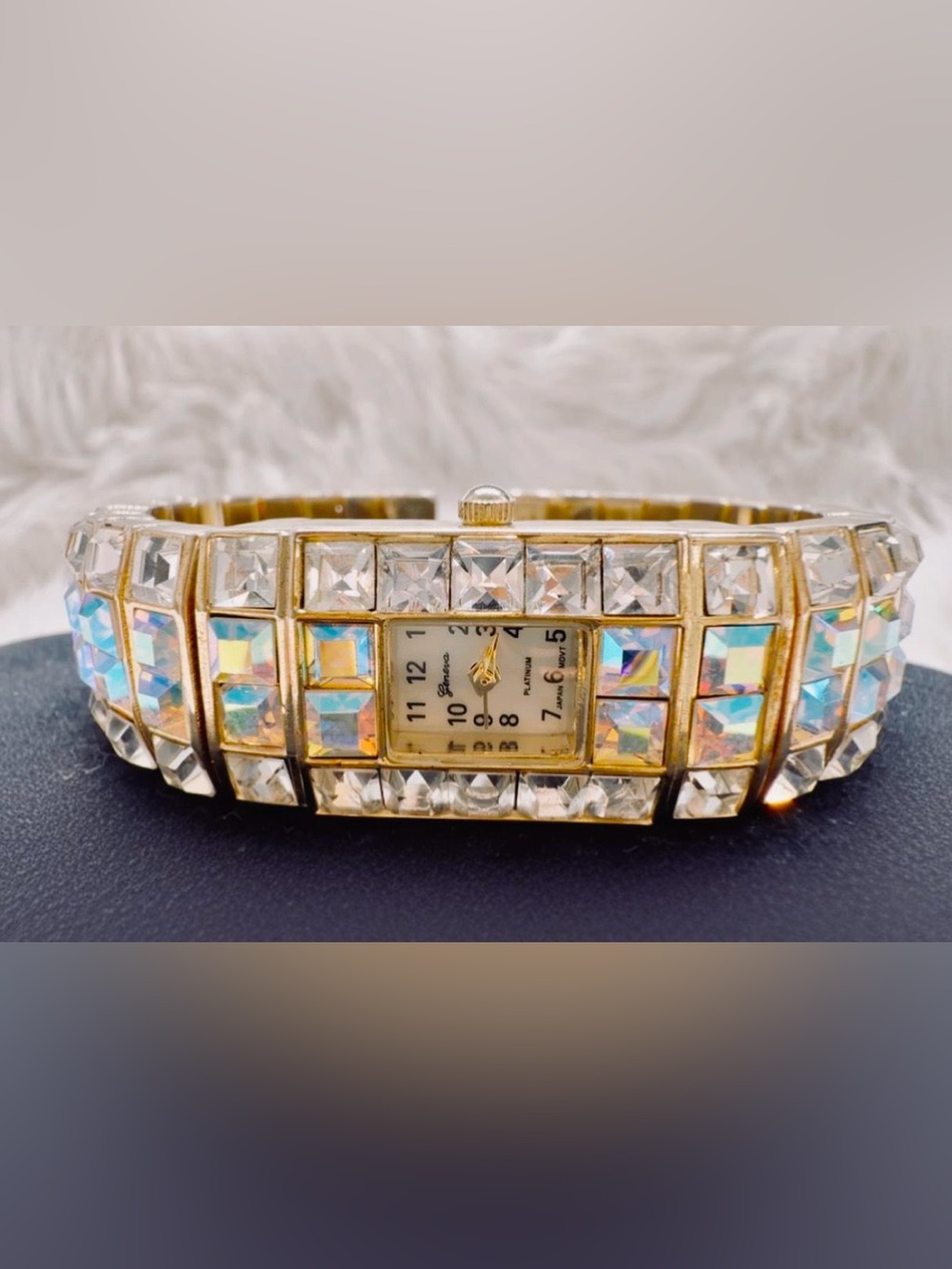 Geneva Gold-Tone Bracelet Watch with Black Dial Back